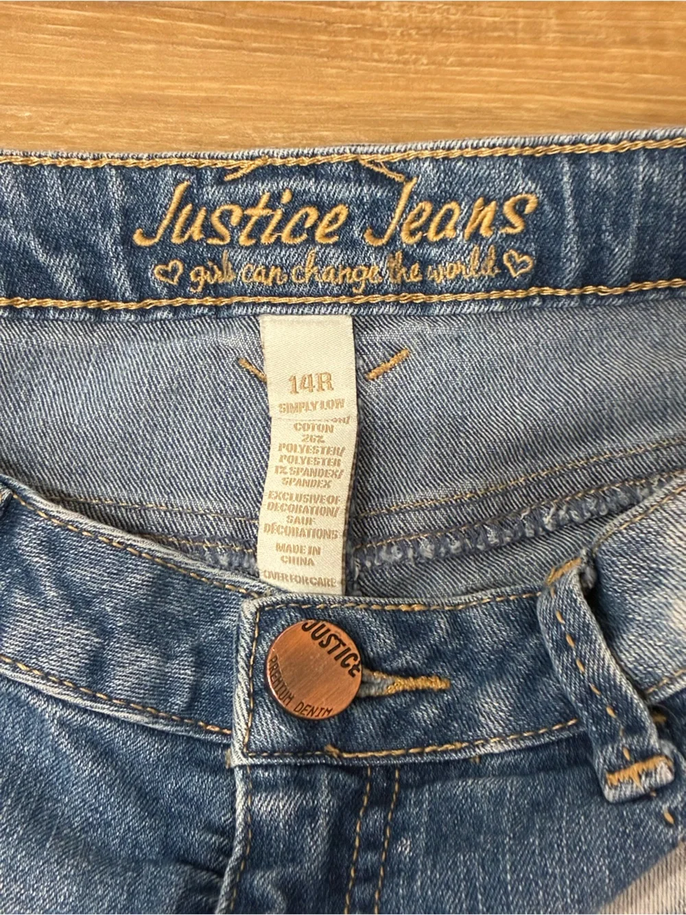 Justice Girls Denim Cutoff Light Wash Jean Shorts Size 14R
